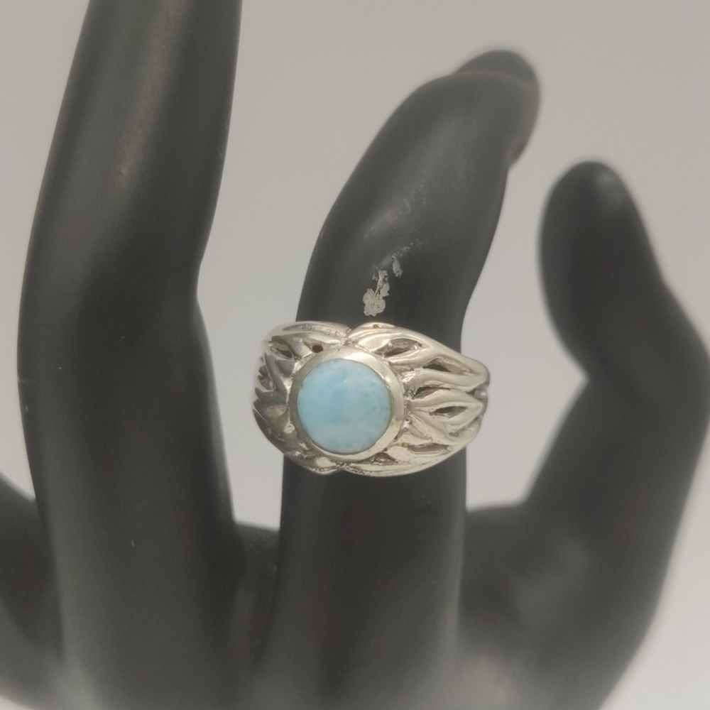 Beatiful Larimar Roots Silver 925 Ring - image 5